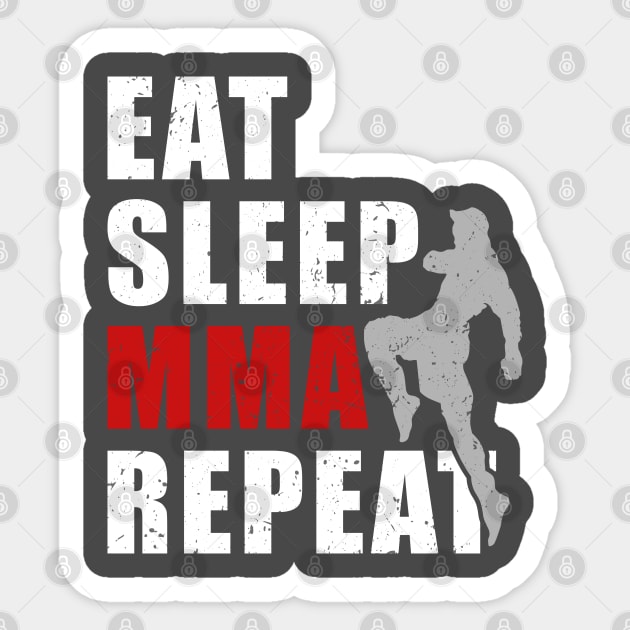 MMA Mixed Martial Arts Octagon Fighters Kickboxing Eat Sleep MMA Repeat Sticker by tee_merch